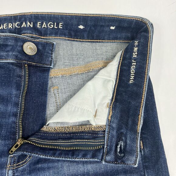 American Eagle Next Level Stretch Hi Rise Jegging Medium Wash Jeans Women’s 6 - Picture 4 of 10